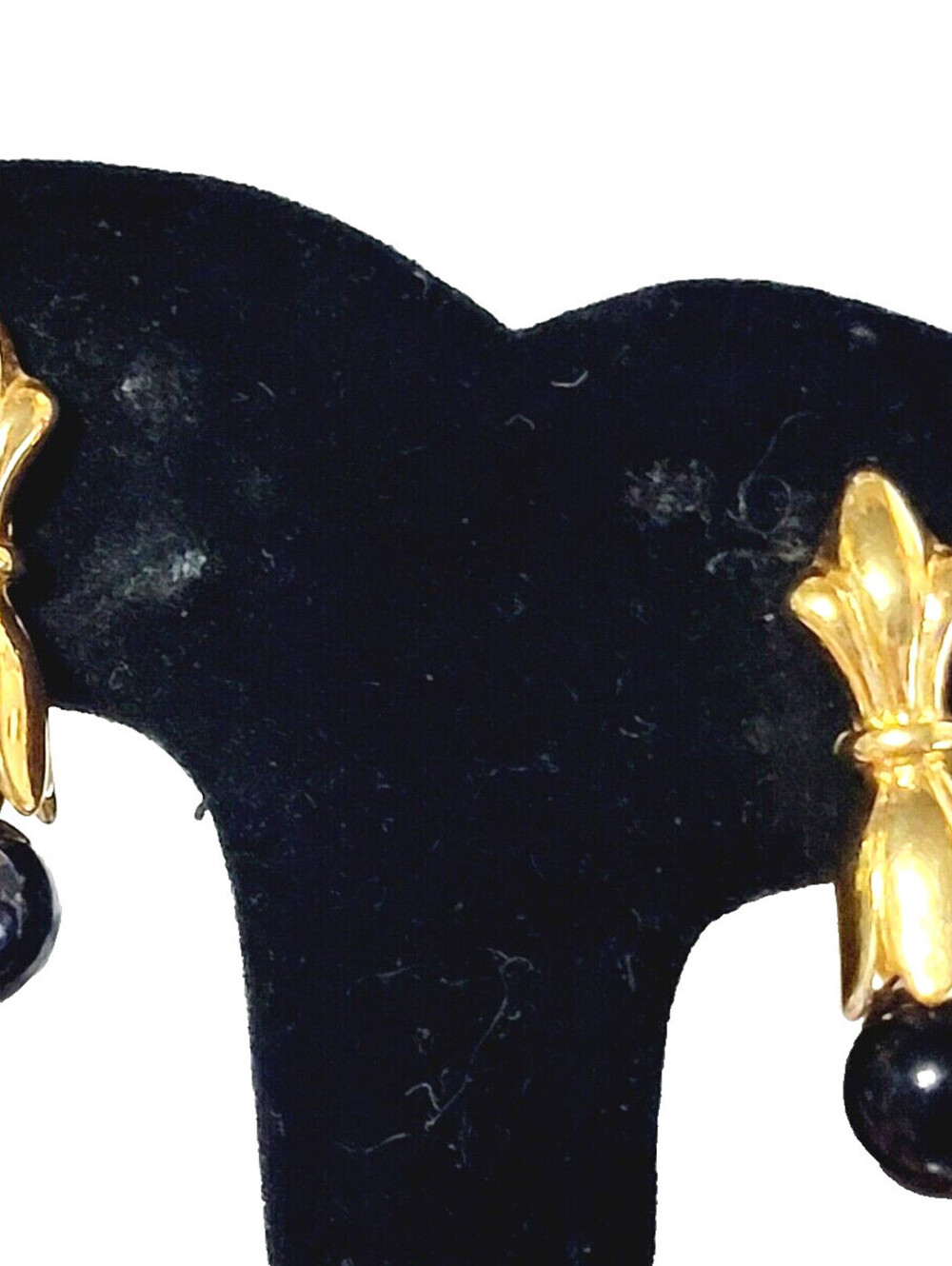 Premier Designs Torch Dangle Pierced Earrings Black Gold-tone Designer kp-8